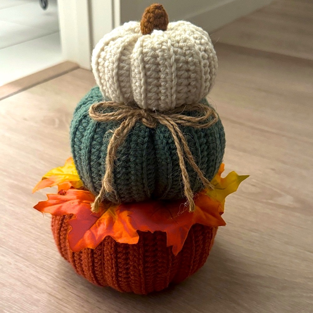Handcrafted Crochet Pumpkin Stack